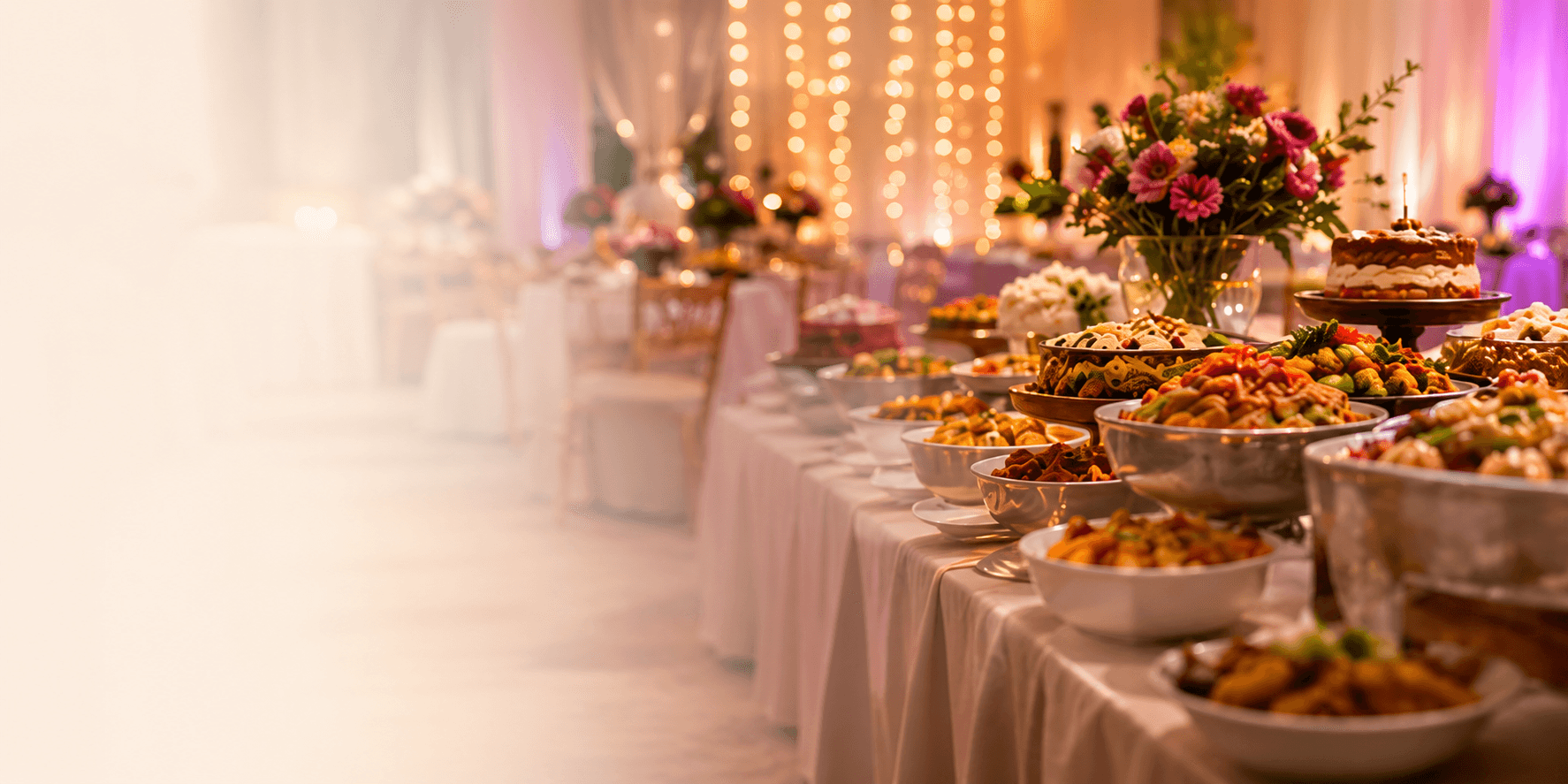 A celebration table filled with food