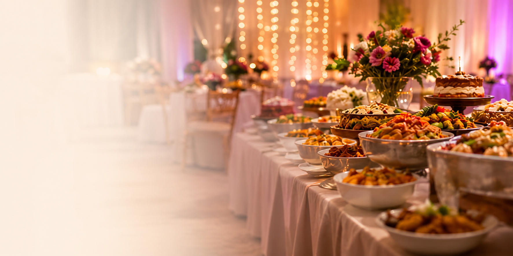 Catering buffet displayed on a partner storefront